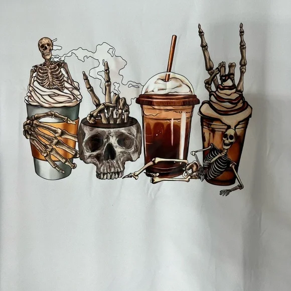 Skull Coffee Latte T-Shirt Sz XXl (14) - Picture 3 of 4
